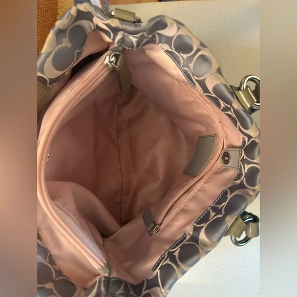 Coach Ashley Signature Sateen Large Satchel Bag Gray Khaki F18450 - Picture 11 of 15